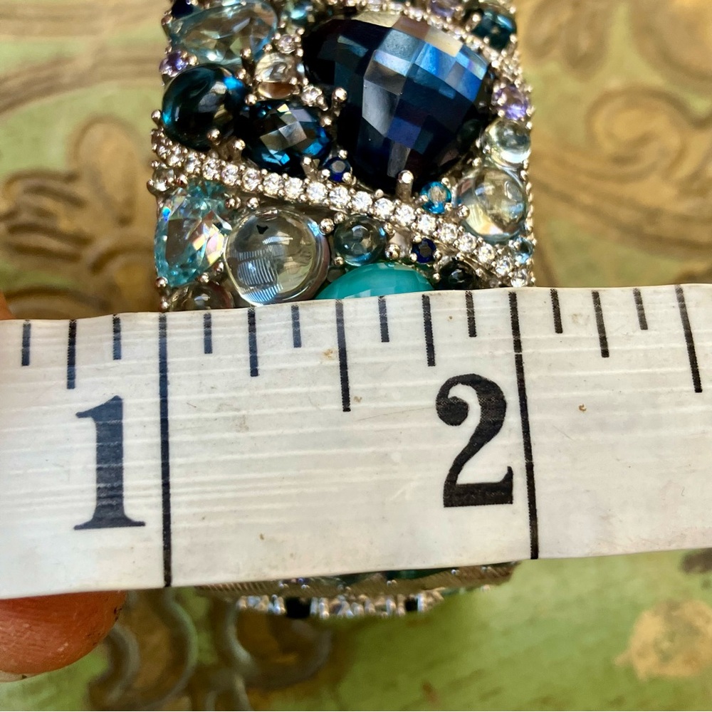 RARE 🔥 Judith Ripka 46.00 Cttw Multi Gemstone Sterling Silver Cuff Bracelet - Picture 9 of 17
